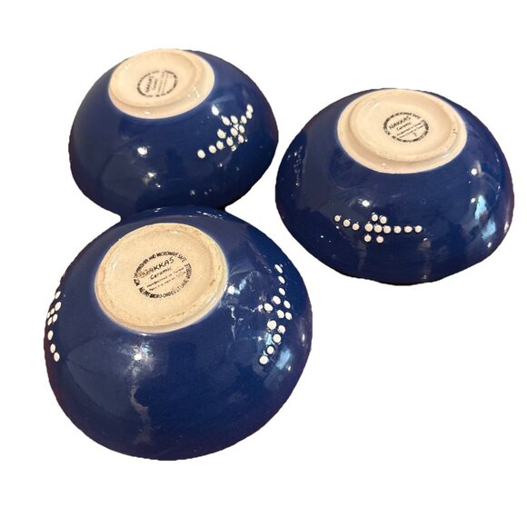 Nakkas Ceramic 4.5” Bowl Hand Painted In Turkey Set of 3 - Picture 4 of 5